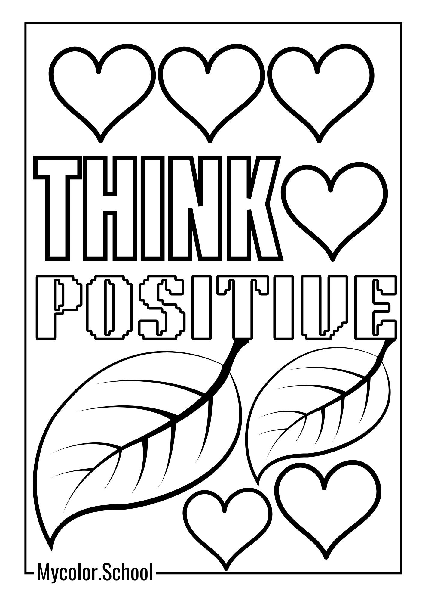 Word Coloring Pages Positivity