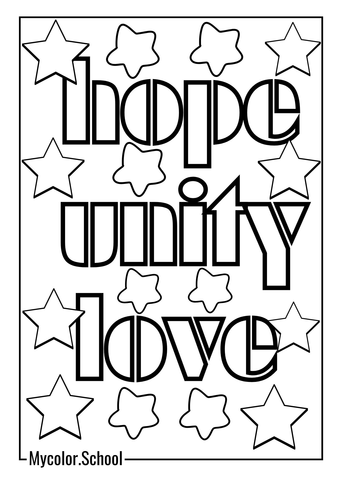 Word Coloring Pages combination of Love