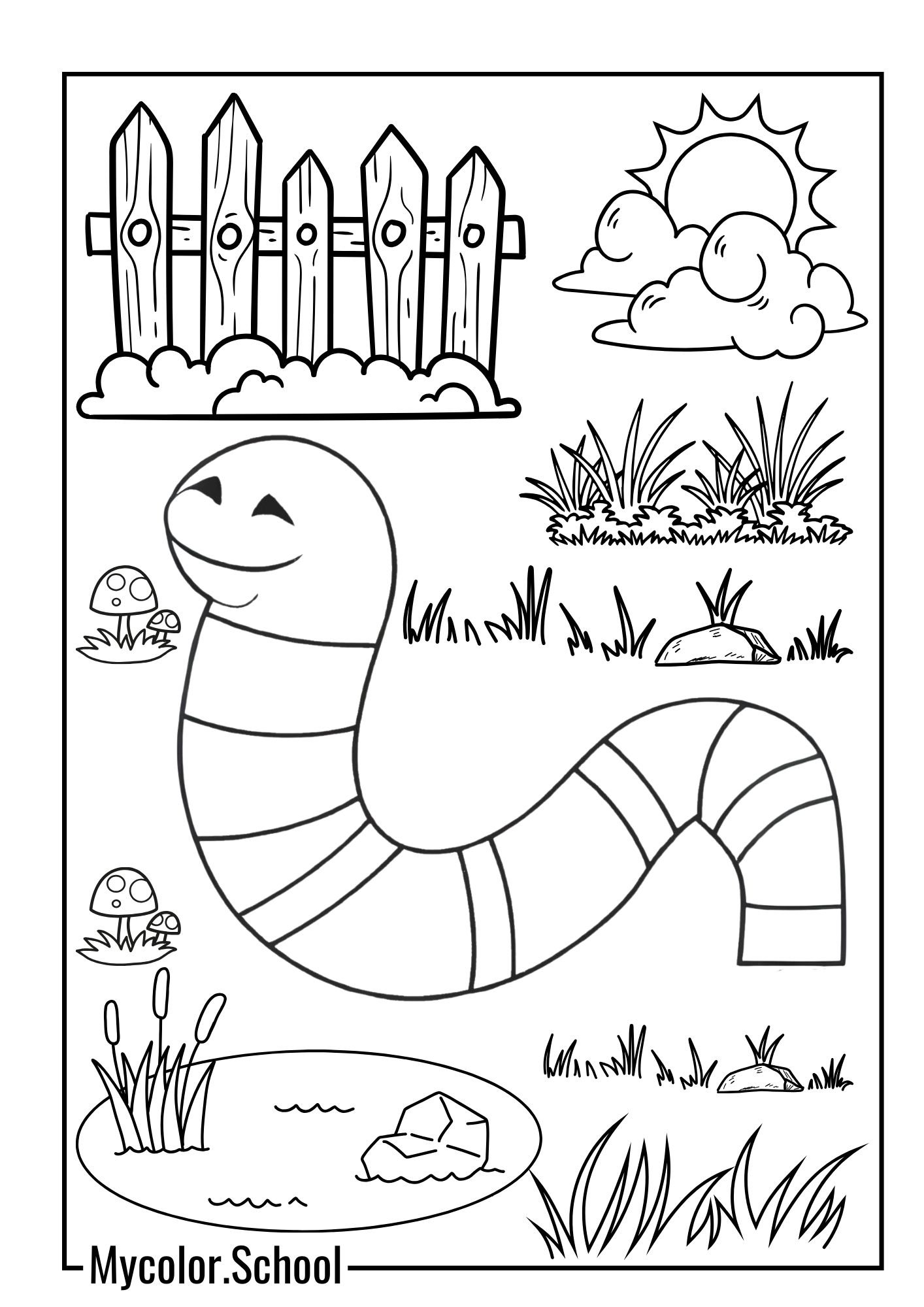 Worm Coloring Pages Smile