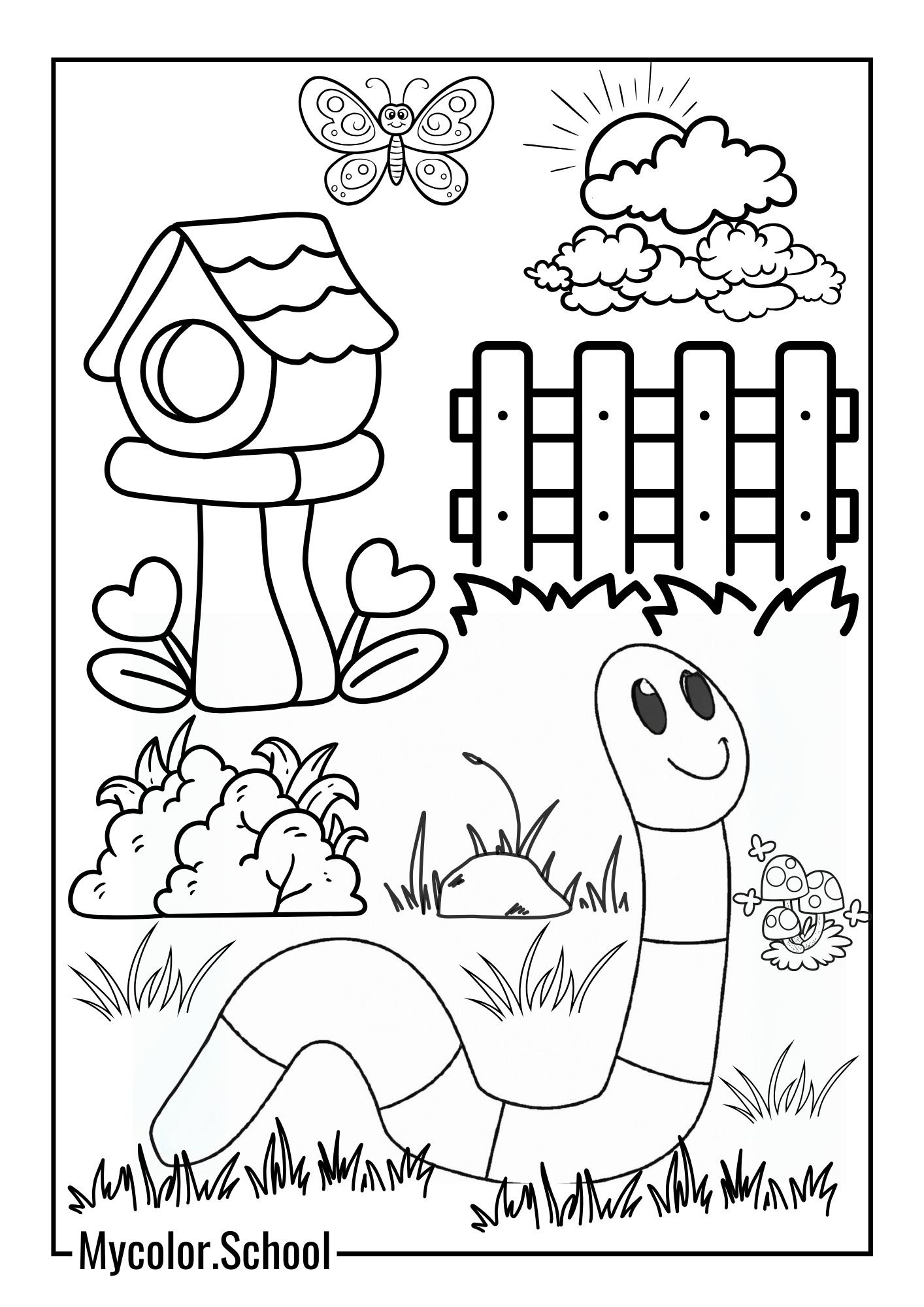 Worm Coloring Pages Happy