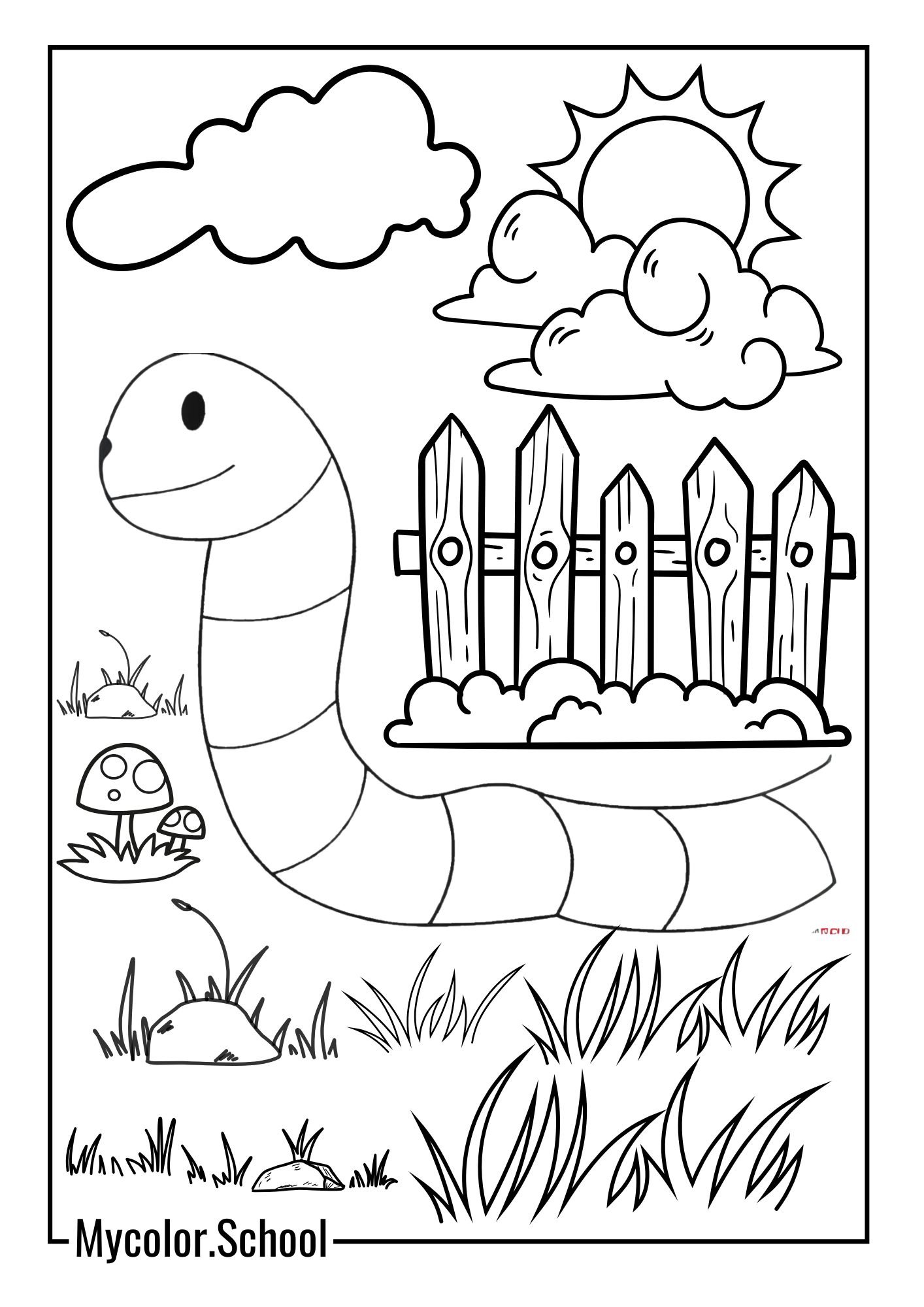 Worm Coloring Pages Adorable