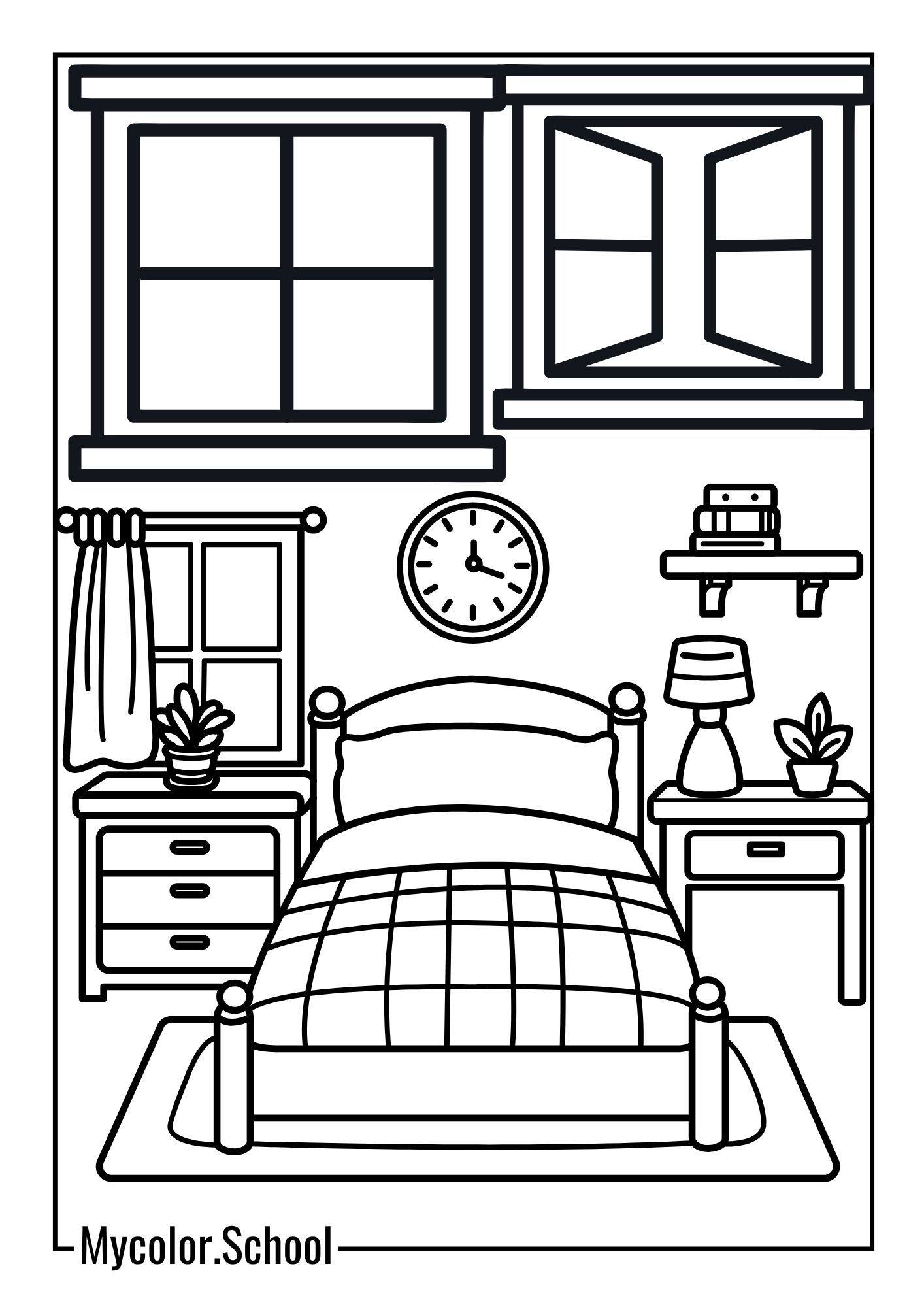 Bedroom Coloring Pages Bed