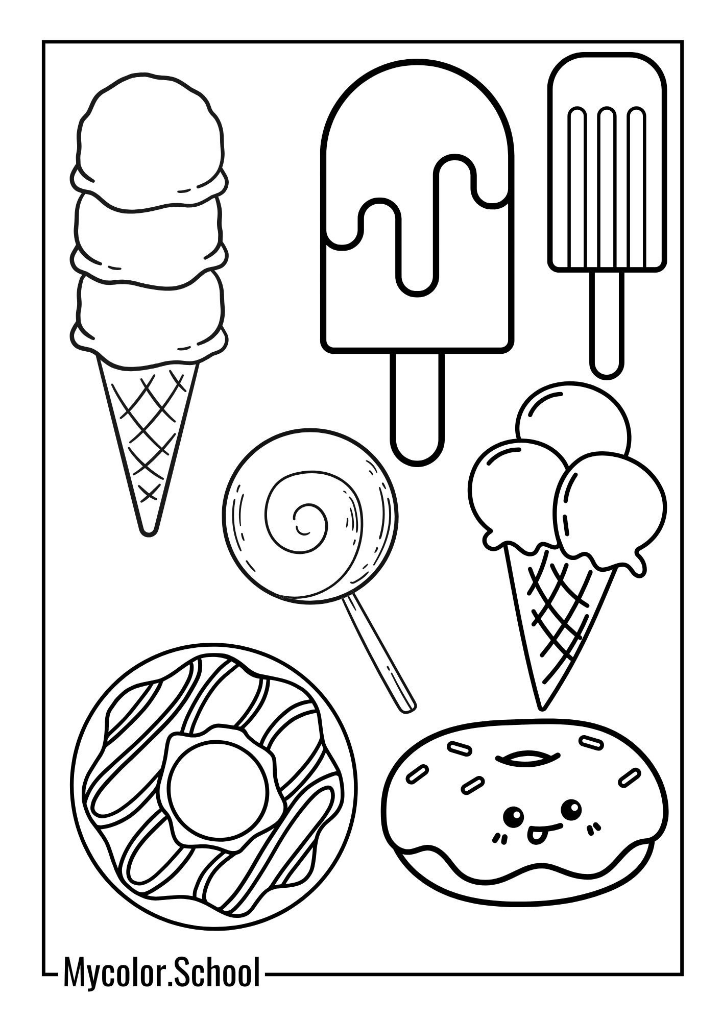 Easy Coloring Pages Ice-cream Yummy
