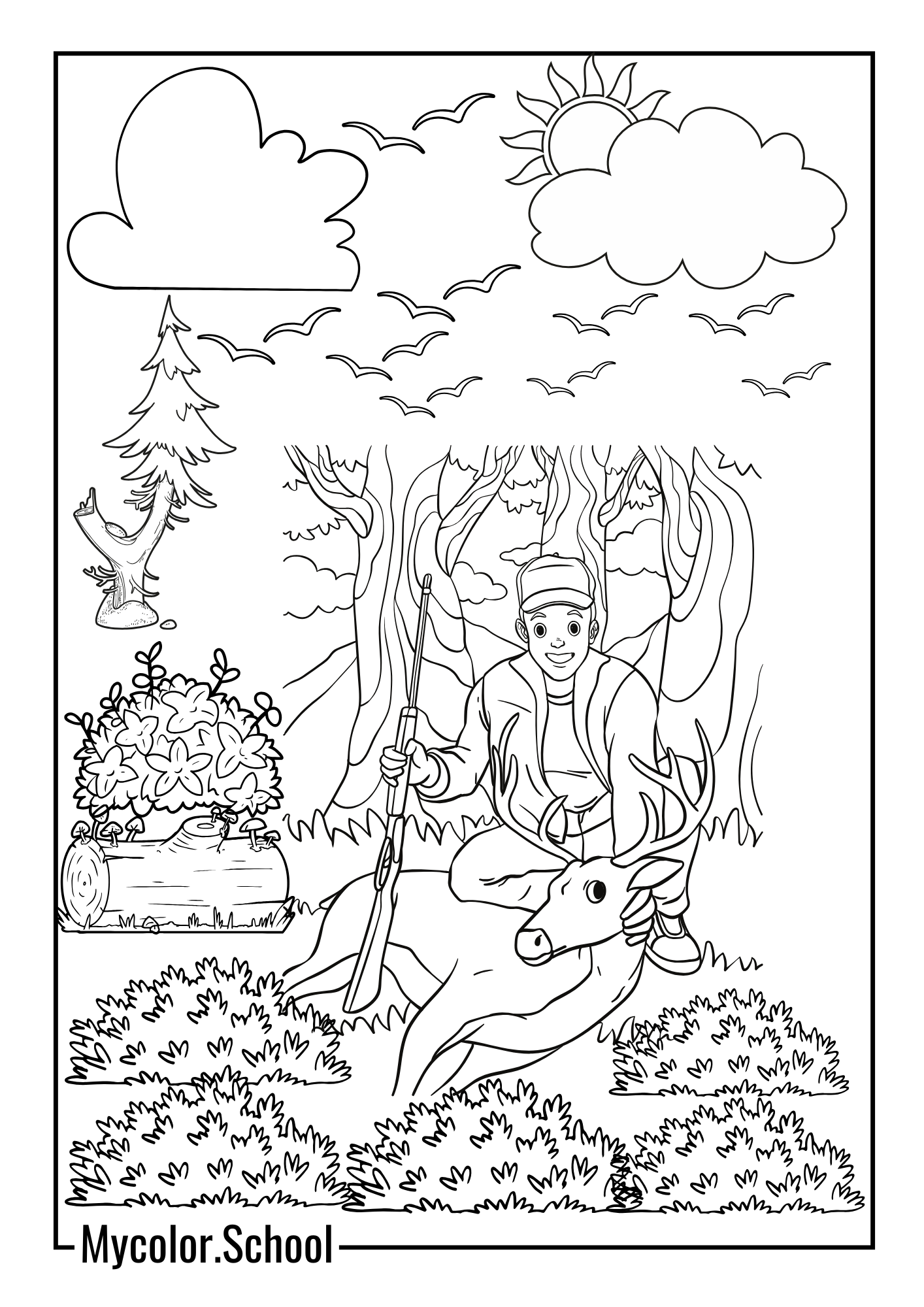 Hunting Coloring Pages Man Hunting