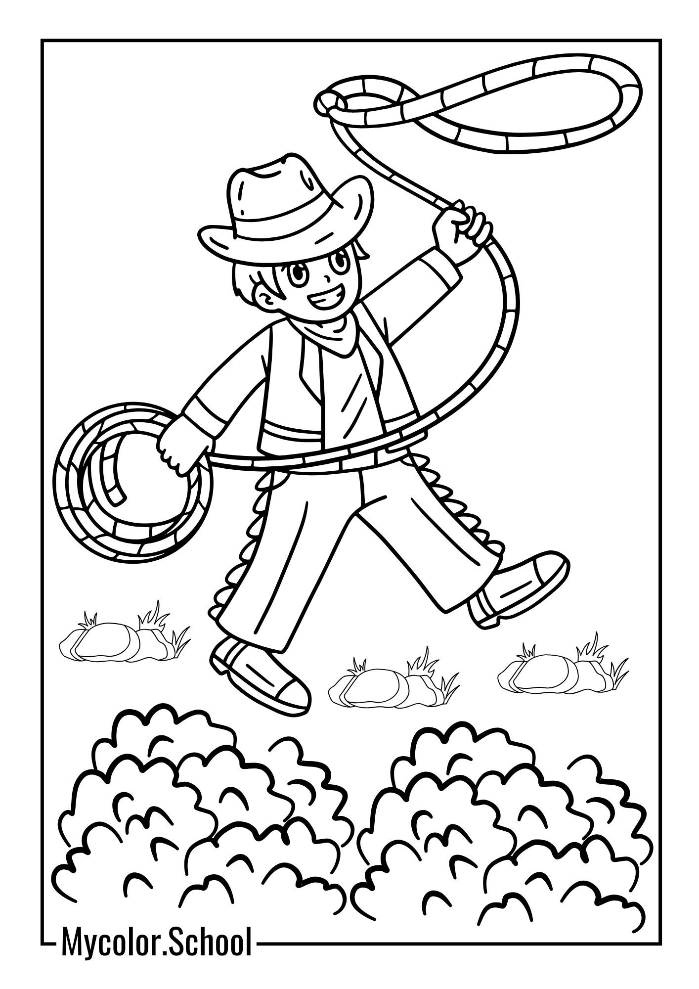Western Coloring Pages energetic Cow Boy