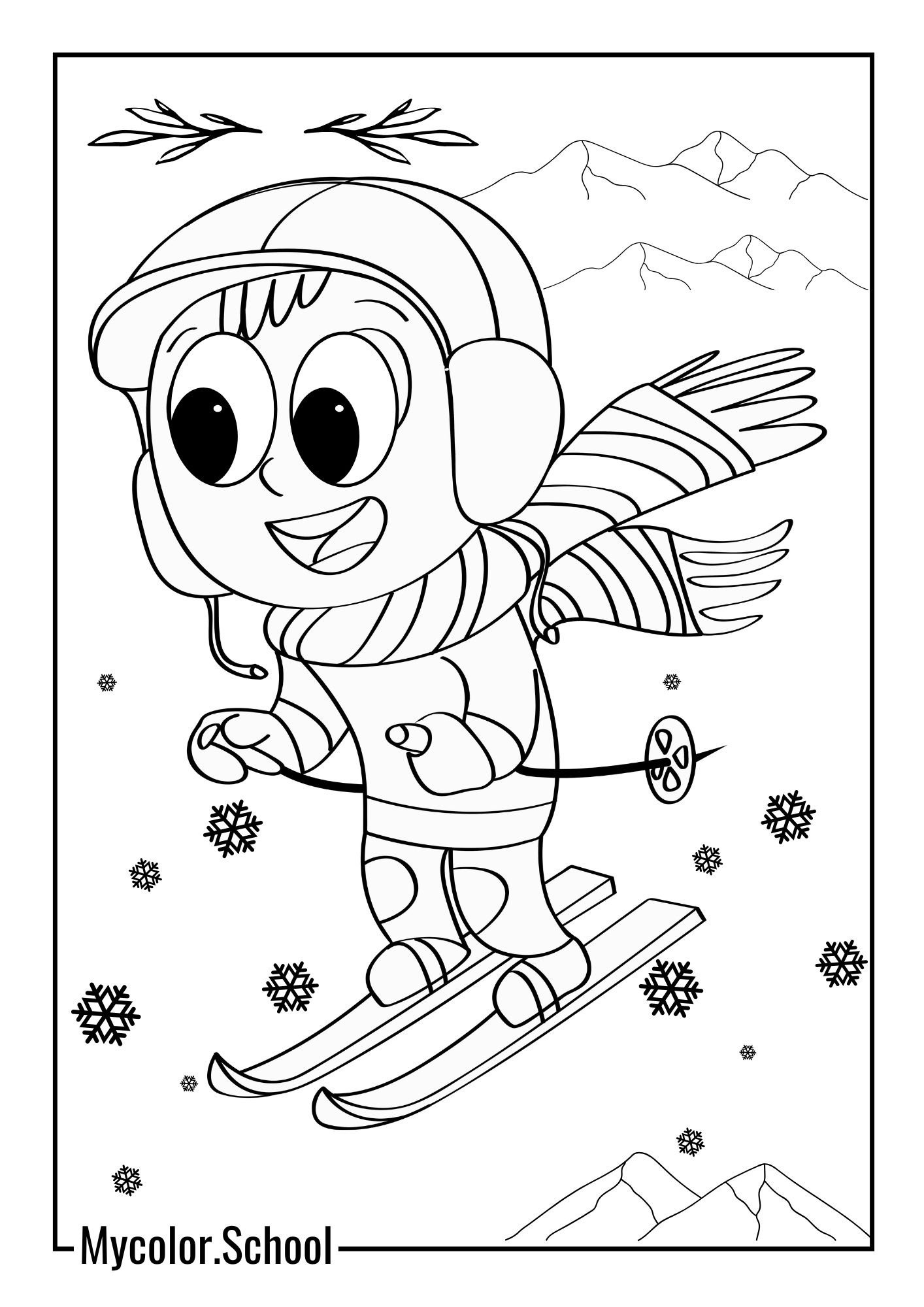 Winter Coloring Pages Skateboard
